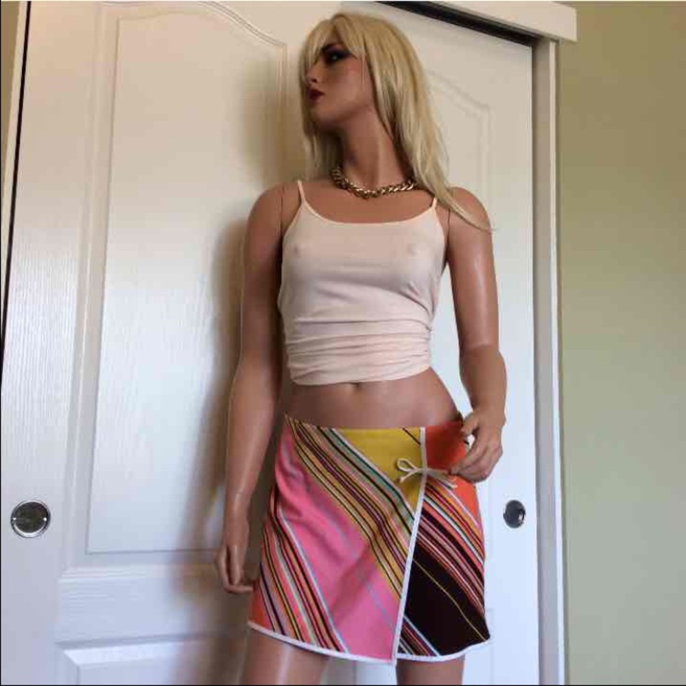 TRINA TURK Colorful Mock Wrap Mini Skirt